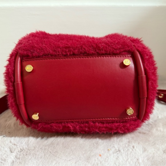 $1050 Max Mara Marine Teddy Tote Cross Body Handbag Bag Red Extra Small - Picture 9 of 13